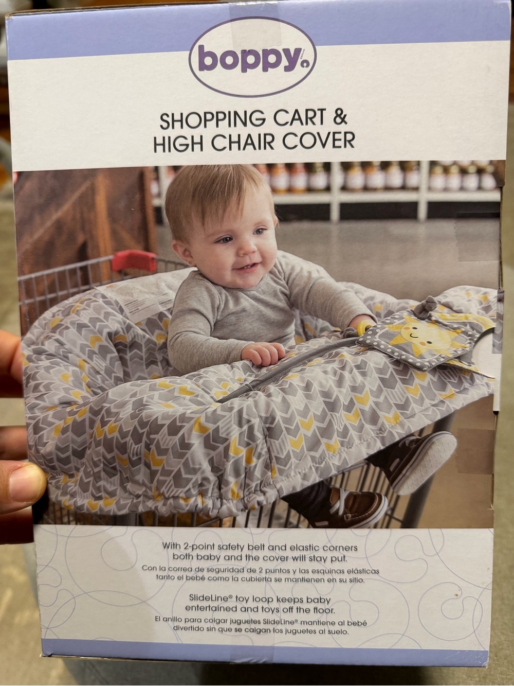 Boppy Shopping Cart & High Chair Cover - Gray and Yellow Chevron